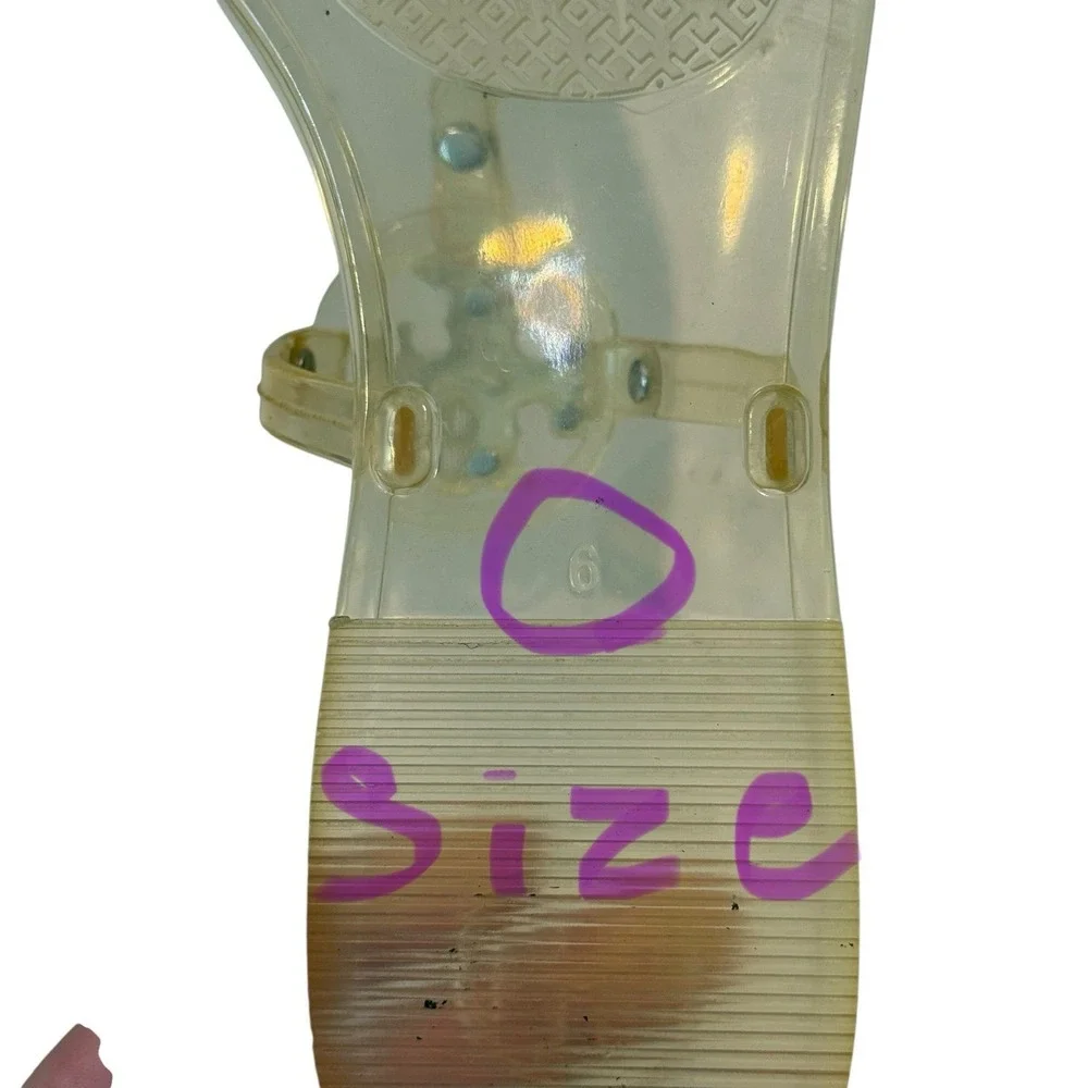 Tory Burch Mini Miller‎ Thong Sandals Clear Yellow Jelly Flip Flops Size 6  S3